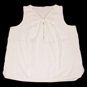 Calvin Klein Women's Sleeveless White Shirt K5DA9884 NWT Size S